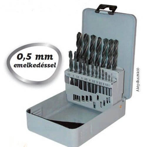 Terrax csigafúró készlet 19 részes 1-10x0.5 mm köszörült F013143