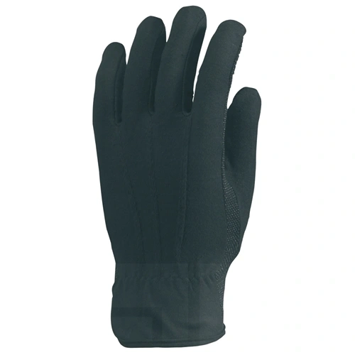 Pamutkesztyű fekete varrott tenyerén PVC minipettyek 10 T F030618
