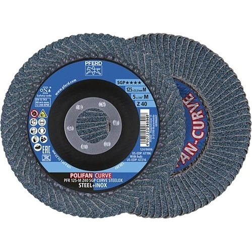 Pferd poliFAN lamellás csiszolótárcsa, cirkonkorund CURVE 115mm K40 egyenes F076063