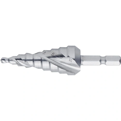 Format lépcsős csavart hornyú lemezfúró HSS 4-12.00mm hatszög szár F078798