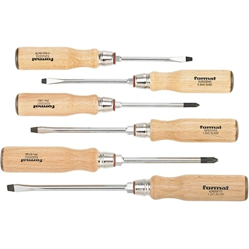 Format csavarhúzó készlet 6 részes fanyelű F079050