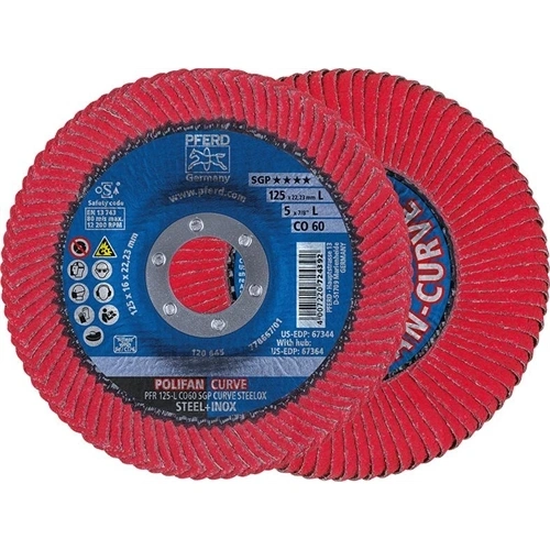 Pferd Lamellás csiszolótányér, üvegszövet tányér, ívelt, 125mm P60, SGP-CO-CURVE, homlok: 8mm F108362