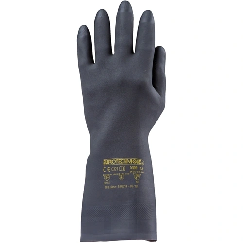 Neoprén fekete vegyszerálló kesztyű 32cm/0 7mm érdes 9 F118597