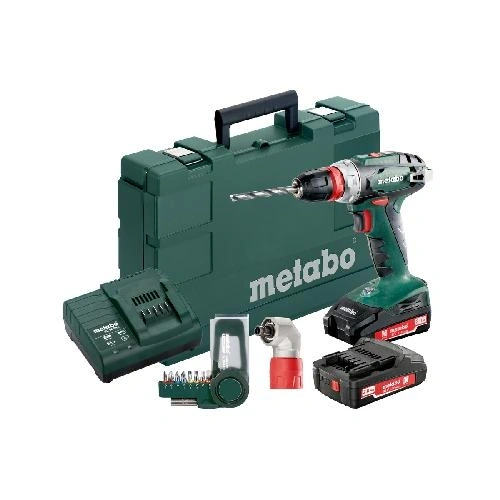 Metabo BS 18 Quick Set akkus fúró-csavarozó (BS 18 + sarokadapter+9 részes BitBox) F119210