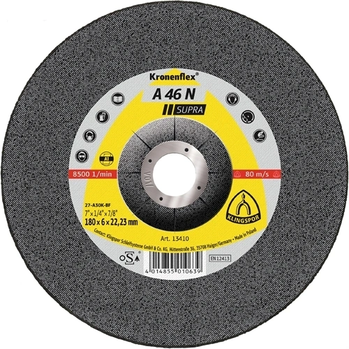 Klingspor csiszolókorong 180x8x22.23mm A 46 N S Domborított F129827