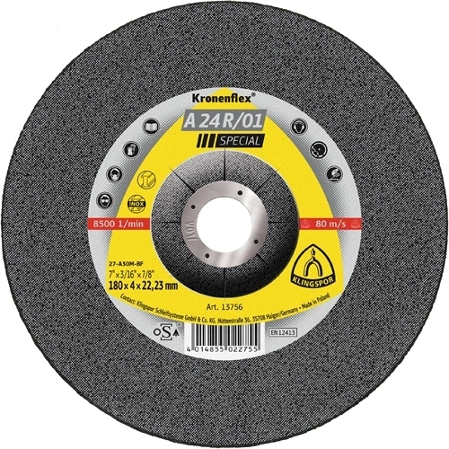 Klingspor csiszolókorong 180x4x22.23mm A 24 R 01 S Domborított F129849