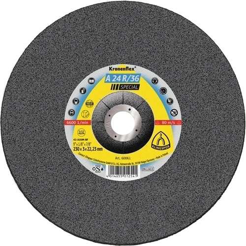 Klingspor vágókorong 230x3x22.23mm A 24 R 36 S Domborított F129937