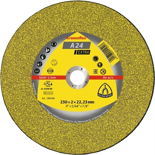 Klingspor vágókorong 230x3x22.23mm A 24 EX S Domborított F130209