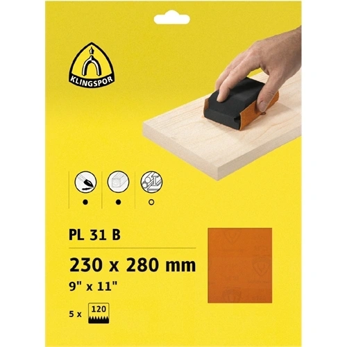 Klingspor kiakasztható csiszolópapír A4 230x280mm P 120 PL 31 B S 5SRT (5 db/csomag) F130365