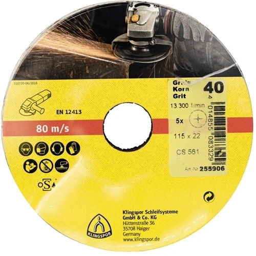 Klingspor kiakasztható fíbertárcsa 125x22mm P 120CS 561 S 30 5SRT (5db/csomag) F130418