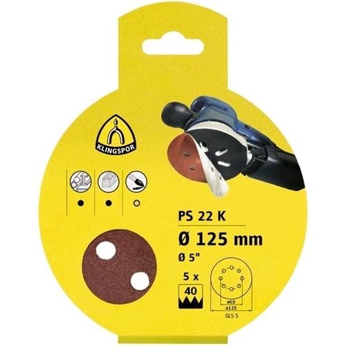 Klingspor kiakasztható tépőzáras tárcsa 115mm 40 PS 22 K N 5SRT (5db/csomag) F130539