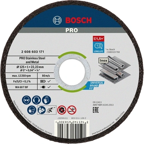 Bosch vágókorong 125x1mm INOX egyenes WA 60T BF F143007
