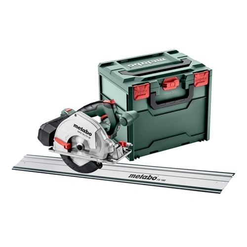 Metabo Set MKS 18 LTX 58 akkus fém kézi körfűrész alapgép (akku és töltő nélkül) metaBOX + FS 160 vezetősín F143075
