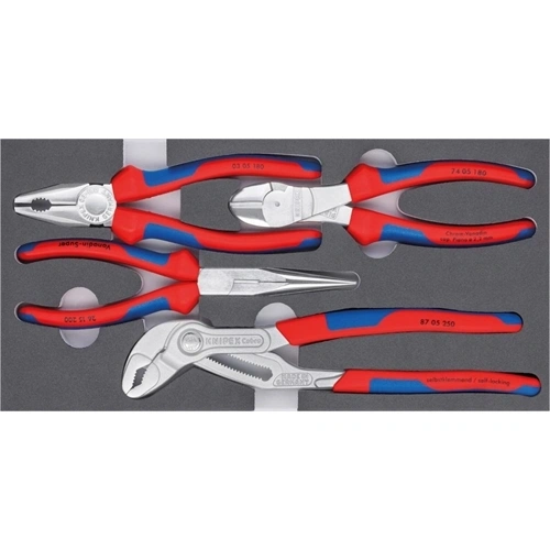 Knipex Basic Chrome fogókészlet 4 részes, szivacstálcával (Format katalógus) F154510