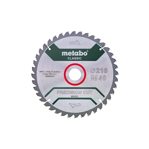 Metabo körfűrészlap 216x30 Z40 WZ precision cut wood F161485