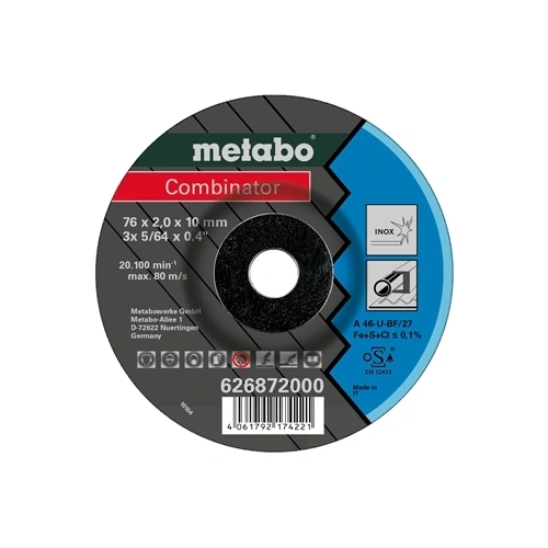 Metabo csiszolókorong Combinator 76x2.0x10 mm Inox, TF 42 3 db F165142