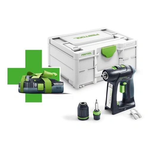 Festool C 18 Basic 4.0 akkus fúró-csavarbehajtó + ajándék akku (töltő nélkül) T F171808