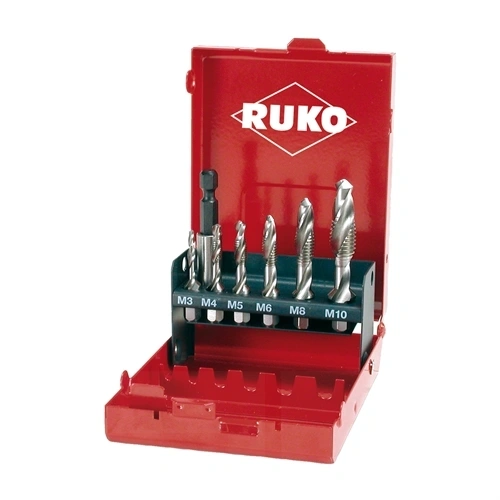 Ruko kombinált menetfúró bit készlet HSS M3-M10 rövid F174573
