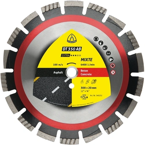 Klingspor Gyémánt vágókorongok, 350x3.2x20 mm 21 Szegmensek 40x3.2x12 mm, Széles szegmenshézag DT 350 AB Extra CEVOLUTION F183755