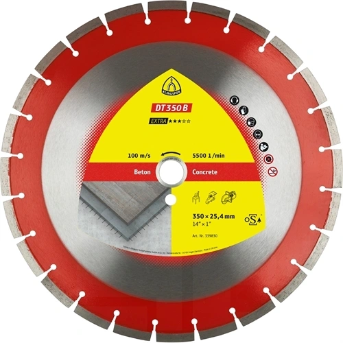 Klingspor Gyémánt vágókorongok, 350x3x25.4 mm 24 Szegmensek 40x3x10 mm, Standard fogazás DT 350 B Extra F183761