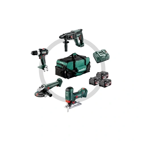 Metabo Combo Set 4.3 akkus gépszett SB 18 LT BL + W 18 L 9-125 Quick + KH 18 LTX 24 + STA 18 LTX 100, szerszámtáska T F190539