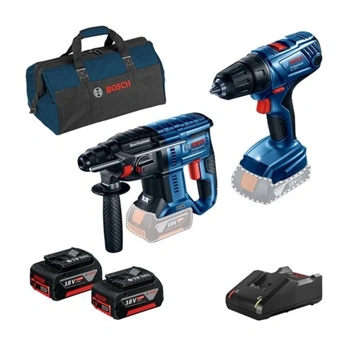Bosch GBH 180-LI akkus fúrókalapács + GSR 180-LI fúrócsavarozó 2x4Ah+töltő+táska F190639