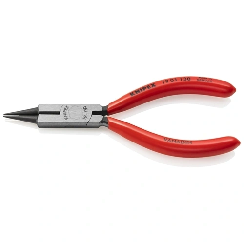 Knipex kerekcsőrű fogó vágóéllel (ékszerész fogó) feketére foszfátozott, mártott nyél 130 mm (bliszter) F193193
