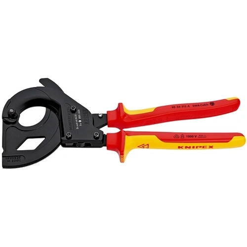 Knipex VDE racsnis kábelvágó (SWA-kábelekhez) többkomponensű nyél, feketére lakkozott 315 mm F193856