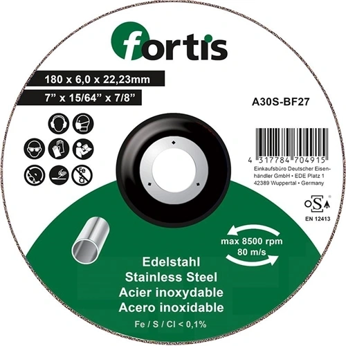 Fortis csiszolókorong nemesacél 180 x 6.0mm F199039