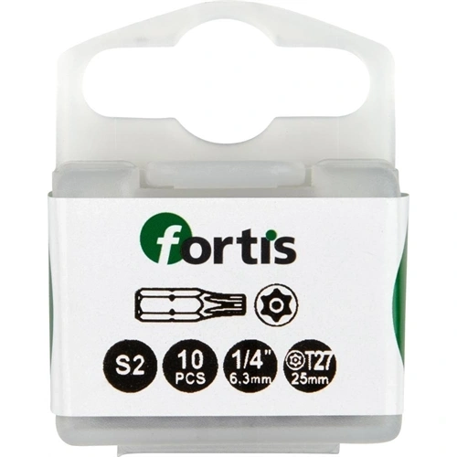 Fortis Bit szívós-kemény 1/4" DIN3126 C6.3 T27x25mm furattal (10 darabos csomag) F199877