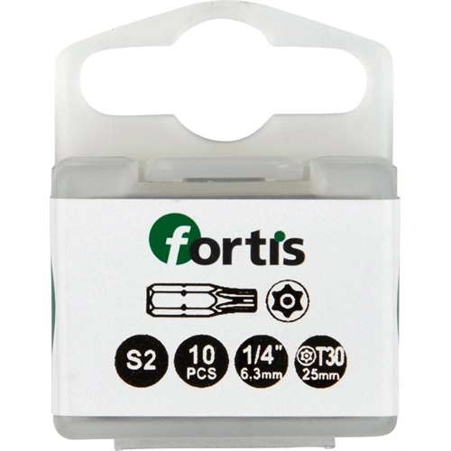 Fortis Bit szívós-kemény 1/4" DIN3126 C6.3 T30x25mm furattal (10 darabos csomag) F199878