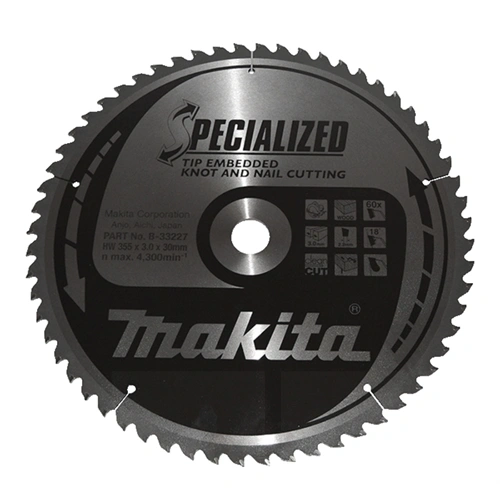Makita körfűrészlap SZÖG, CSOMÓSFA 355x30mm Z60 F220602