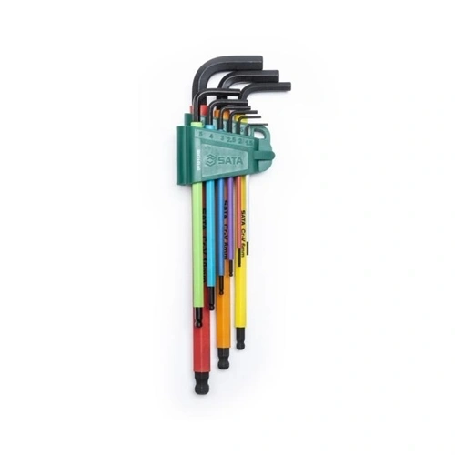 SATA imbuszkulcs készlet 9 részes 1.5-10mm, hosszú gömbvégű (színkód) F220890