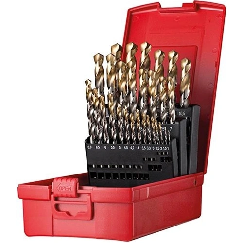 Dormer csigafúró készlet HSS DIN338N 1-13mm x0.5+KL 118fok 4xD 29 részes Tin Tip A095206 (Format katalógus) F227446