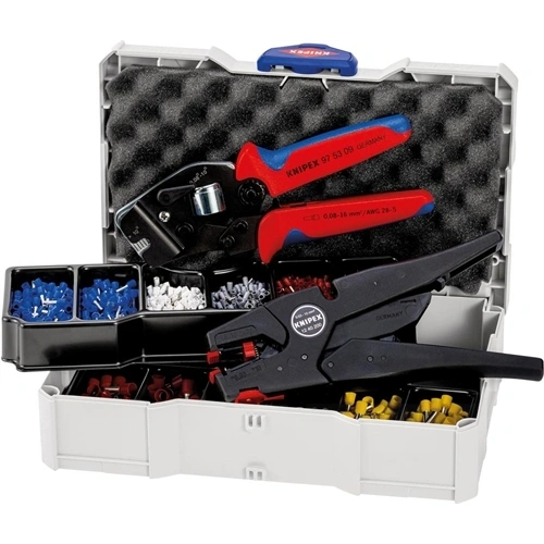 Knipex érvéghüvely készlet 97 53 09 krimpelő- és 12 40 200 huzalcsupaszító fogóval TANOS MINI-systainer-ben (Format katalógus) F229824