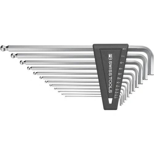 Swiss Tools hajlított csavarhúzó készlet műanyag tartóban 12 részes 1/20-5/16 gömbvégű F230360