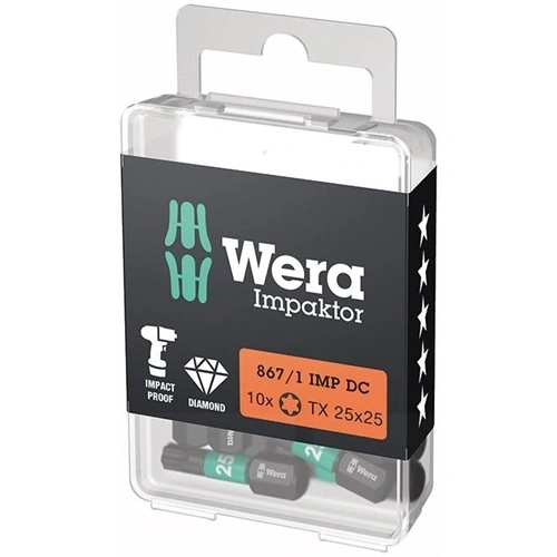 Wera bit Impaktor 1/4 DIN 3126 C6.3 T25x25mm 10 darabos csomag F231301