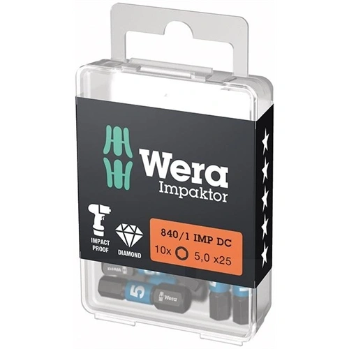 Wera bit Impaktor 1/4 DIN 3126 C6.3 belső 6 szög 5x25mm 10 darabos csomag F231326