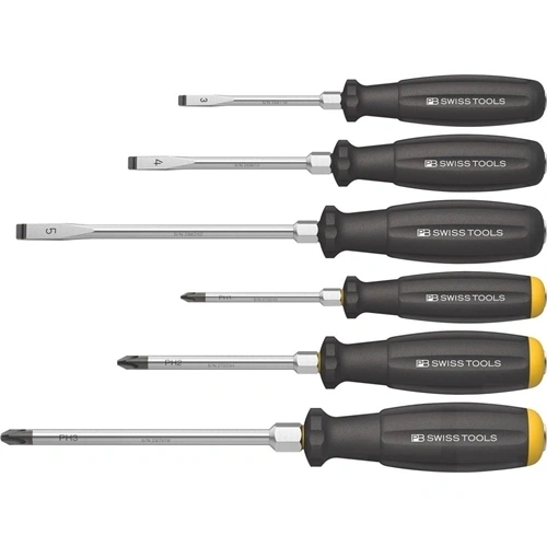 Swiss Tools csavarhúzó készlet 6 részes lapos/PH üth.sapka F231455