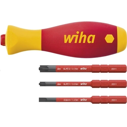 Wiha Csavarhúzó SoftFinish slimVario electric bittartó-készlettel 4 részes, slimBitekkel (43449) (Format katalógus) F231717