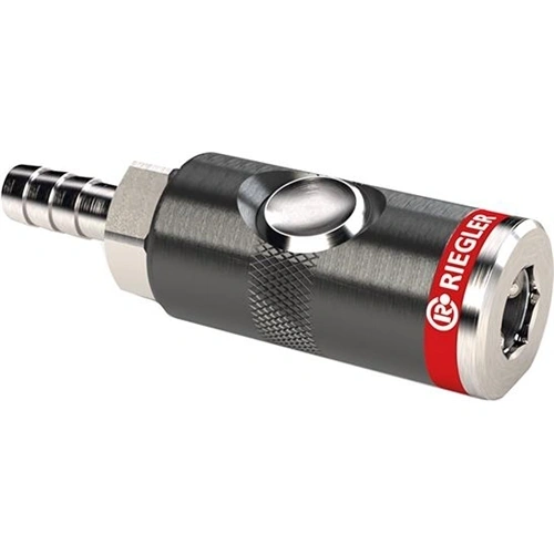 Riegler biztonsági csatlakozó nyomógombos forgatható NA 7.4mm 6mm csonk F233203