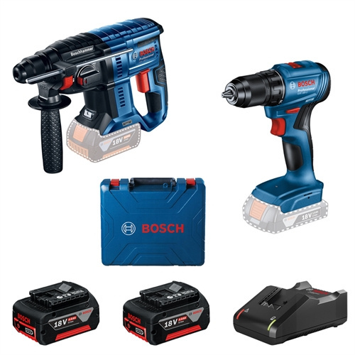 Bosch GSR 185-LI fúrócsavarozó + GBH 180-LI akkus fúrókalapács 2x4Ah+töltő+koffer F234021