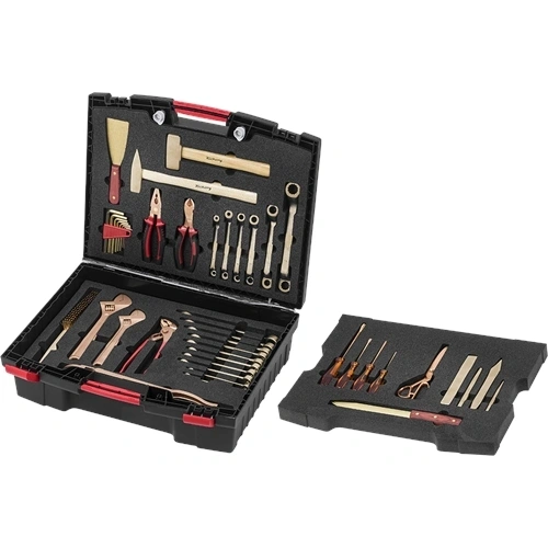 Endres Tools szikramentes karbantartó szerszámkészlet 44 részes, műanyag kofferben habszivacs tálcával 7250006S-K F234026