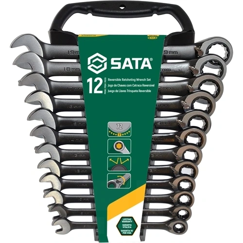 SATA racsnis csillag-villáskulcs készlet 8-19mm 12 részes irányváltós Black Edition F234431