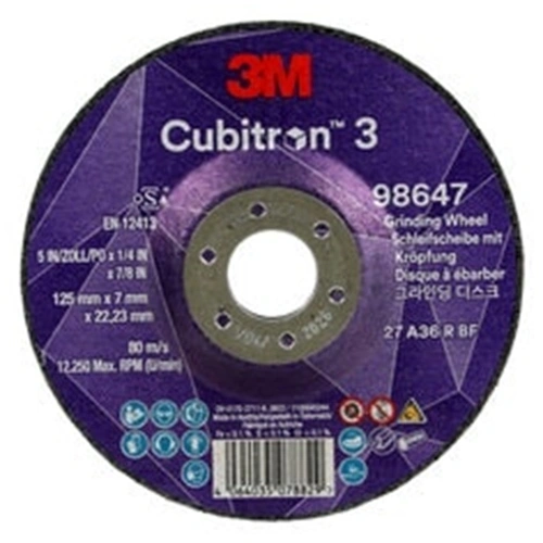 3M 98647 Cubitron 3 süllyesztett tisztítókorong 125x7x22.23 mm 36+ F235763