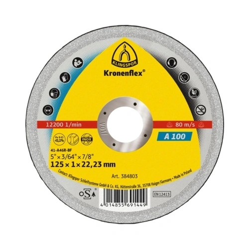 Klingspor Kronenflex A 100 Extra Vágókorongok, 115 x 1.6 x 22.23 mm egyenes F240907