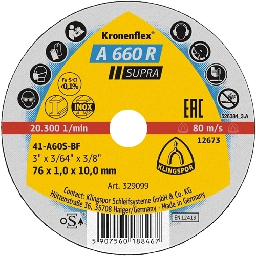 Klingspor Kronenflex A 660 R Mini vágókorong, 50 x 1 x 6 mm egyenes F241273