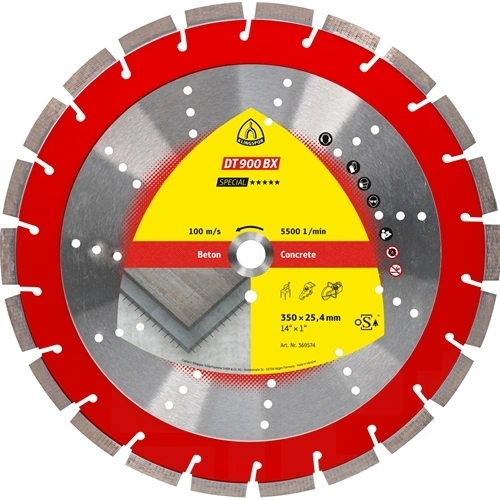 Klingspor Gyémánt vágókorong, 400 x 3.6 x 25.4 mm 26 Szegmensek 40 x 3.6 x 12 mm, Standard fogazás DT 900 BX Special F241278