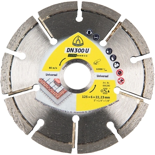 Klingspor Gyémánt vágókorong, 115 x 6 x 22.23 mm 9 Szegmensek 32 x 6 x 7 mm, Standard fogazás DN 300 U Supra F241474