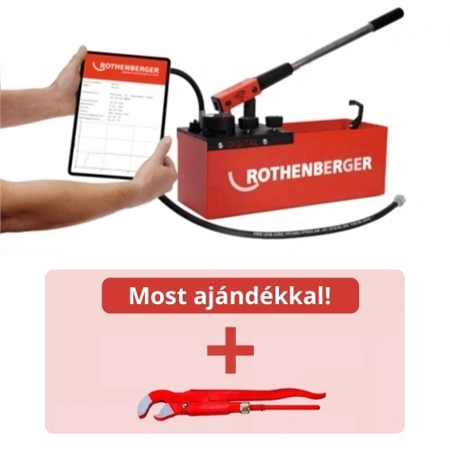 ROTHENBERGER RP50 digitális nyomás próbapumpa + AJÁNDÉK SUPER S svédfogó 2" F265491